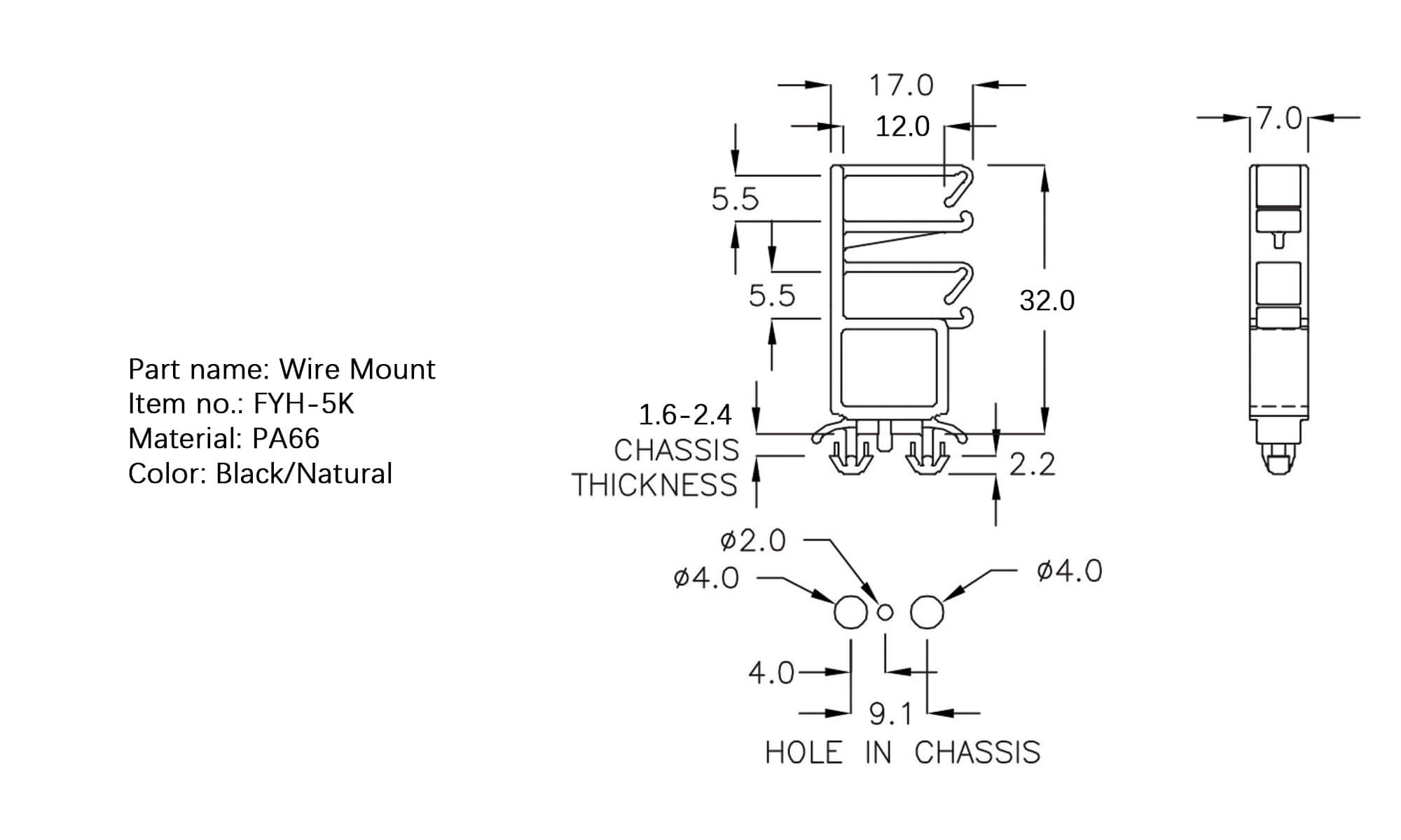 Plastic Wire Mount FYH-5K